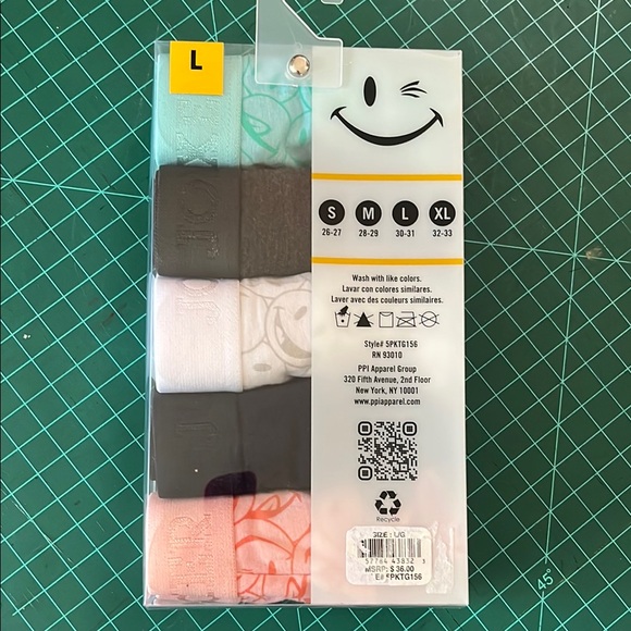 Joe Boxer Ladies 5 Pack Cotton/Spandex Tangas - Black, White, Mint - Picture 3 of 3